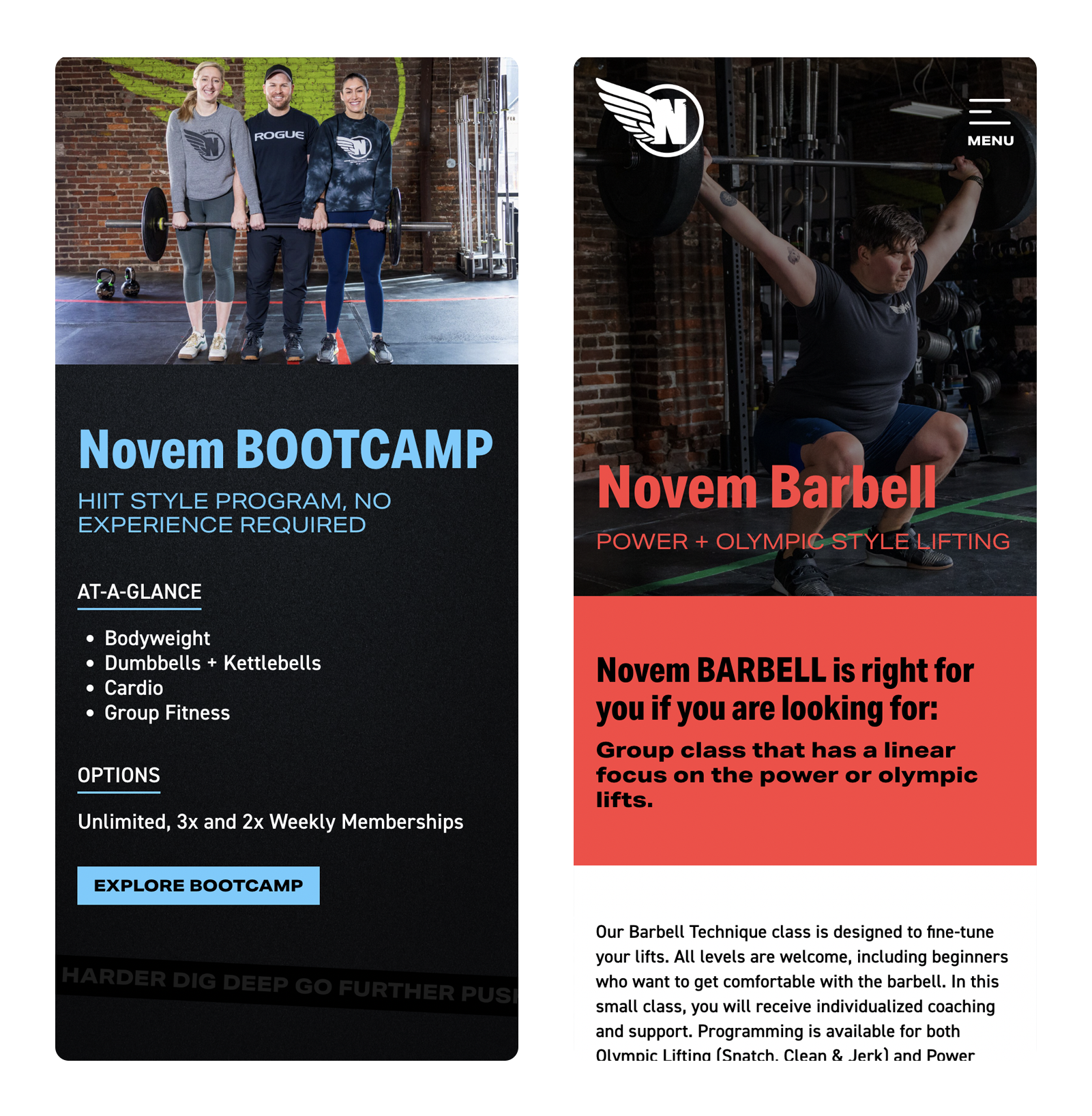 Novem Fit Gym Mobile Website Design