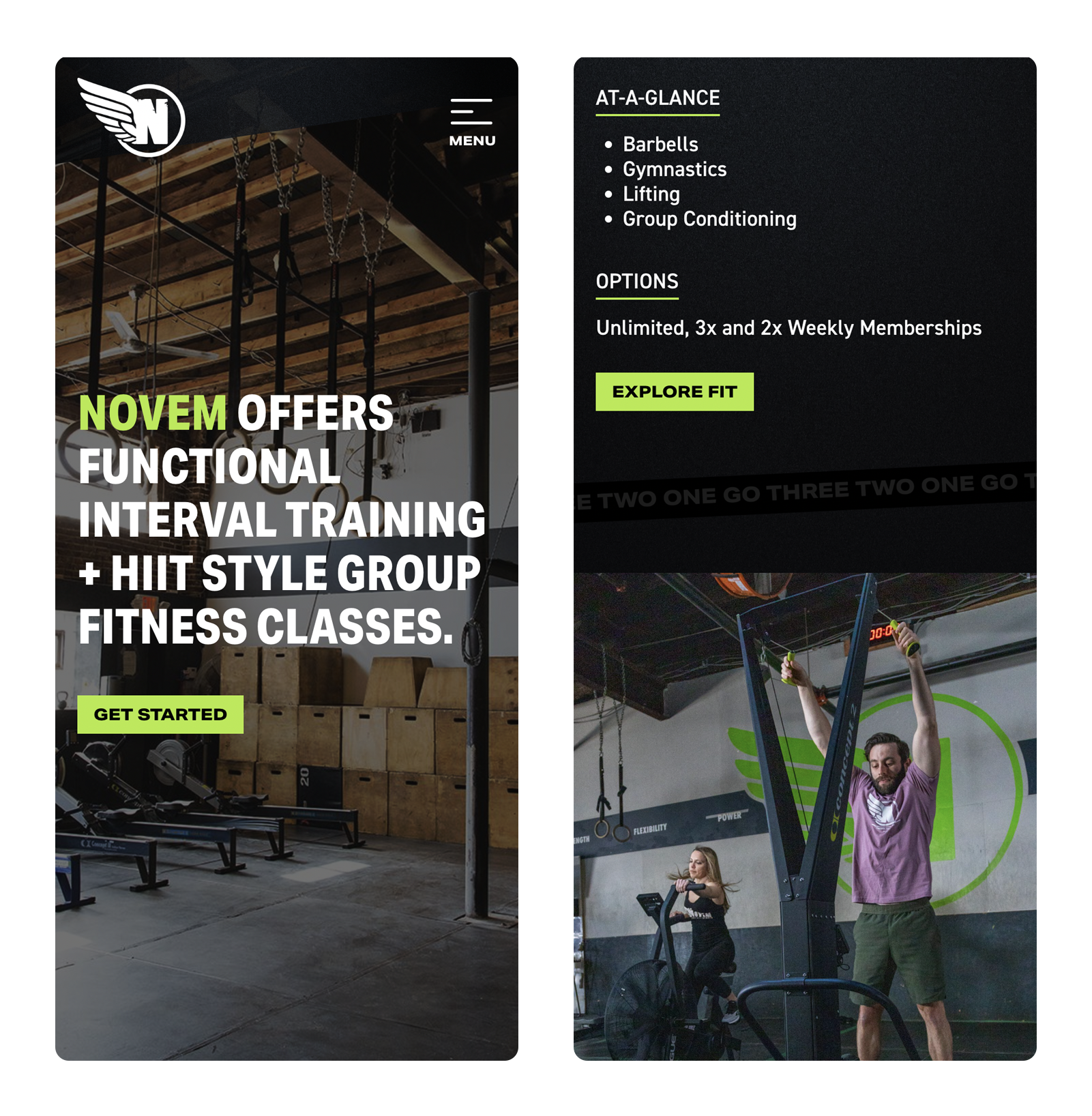 Novem Fit Gym Mobile Website Design